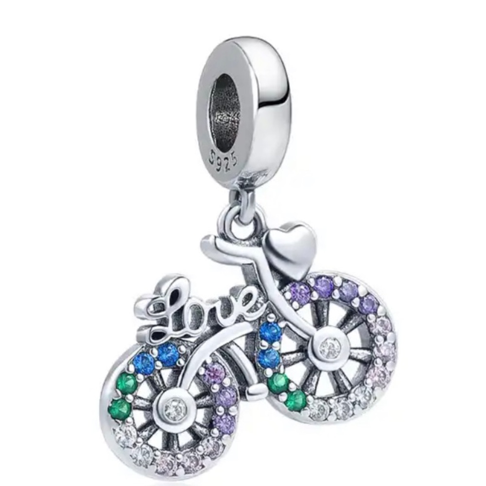 925  Sparkling Bicycle Charm Bead Fit Original Bracelet